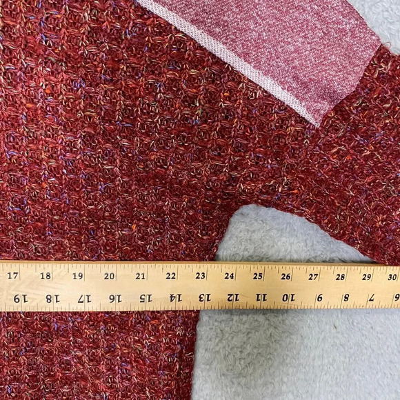 Umgee womens L rainbow tight knit sweater mixed media colorful comfy red casual - Picture 7 of 8